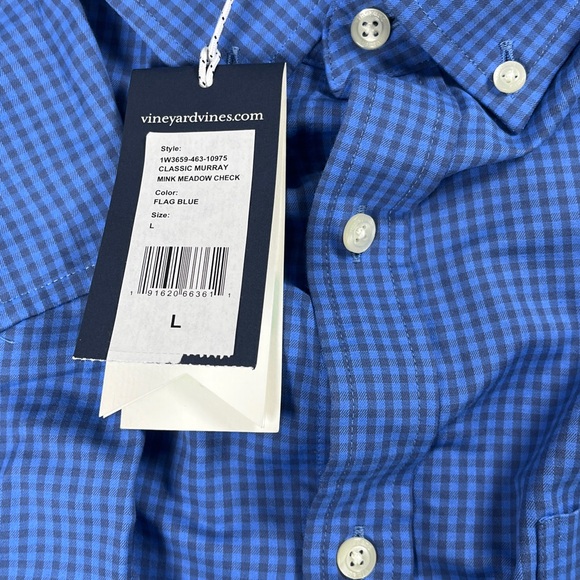 Vineyard Vines Murray Shirt Blue Checkered Long Sleeve Button Down Sz L - Picture 10 of 10